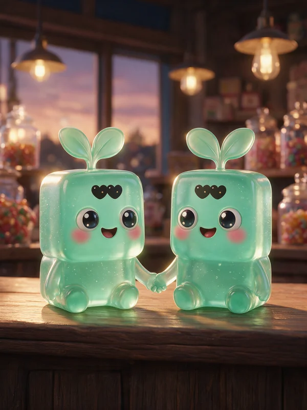 Twins, two mint jellies side by side