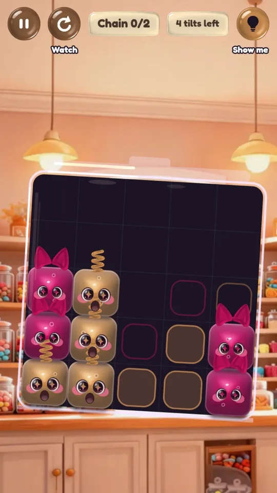 Mid-drag: a soft preview shows where every jelly will land